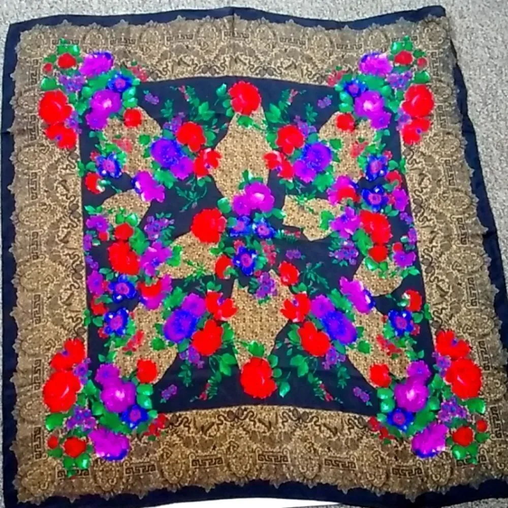Vintage Silk 100% Women Scarf Size 30x30